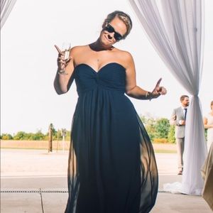 Bill Levkoff Navy Strapless Dress Size 14 unaltered